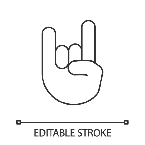 Rocha Ícone Linear Gesto Ilustração Fina Chifres Assinam Emoji Dedos —  Vetores de Stock