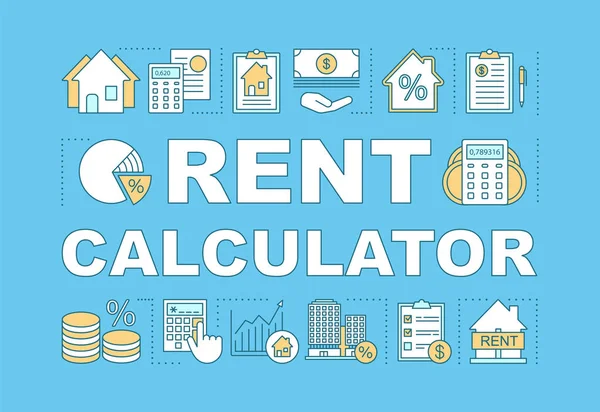 Louer Calculatrice Mots Concepts Bannière Recherche Prix Logement Réduction Location — Image vectorielle