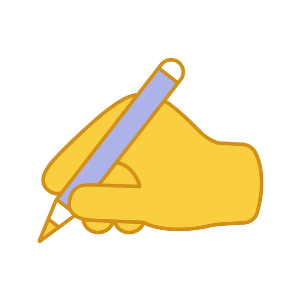 Handfarbensymbol Schreiben Hand Hält Stift Oder Bleistift Copywriting Textbearbeitung Isolierte — Stockvektor