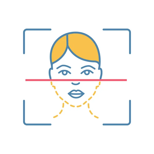 Visage Processus Numérisation Icône Couleur Reconnaissance Faciale Procédure Identification Biométrique — Image vectorielle