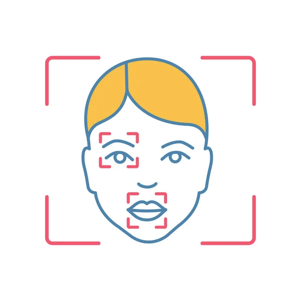 Geconfronteerd Met Scannen Pictogram Van Kleur Van Procedure Facial Recognitie — Stockvector