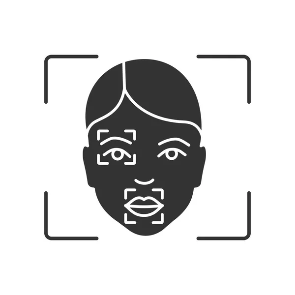 Gesichtsscanner Verfahren Glyphen Symbol Silhouette Symbol Gesichtserkennungsmarker Punkte Teilweise Matching — Stockvektor