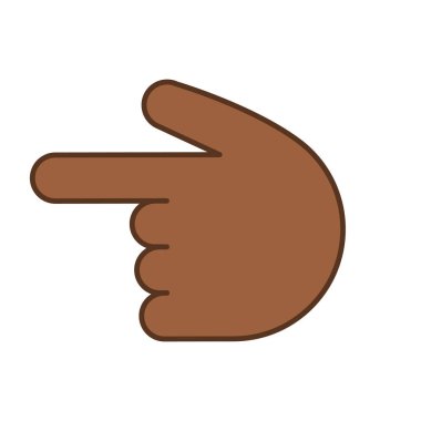 Sol renk simgesini işaret backhand dizin. Sol parmak işaretçisini kapatmak. El jest emoji. İzole vektör çizim