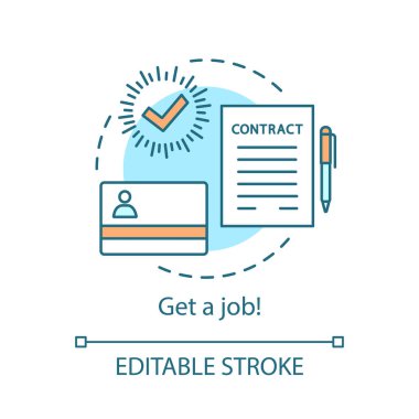 İşe Alım kavramı simge. Fikir ince hat illüstrasyon personel. İş vektör izole anahat çizim olsun. İnsan kaynakları yönetimi. Çalışan işe alma, sözleşme imzalama, işe. Düzenlenebilir kontur
