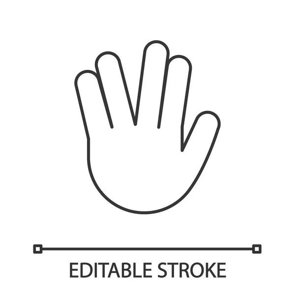 Vulcan Salute Emoji Lineaire Pictogram Illustratie Van Dunne Lijn Lang — Stockvector