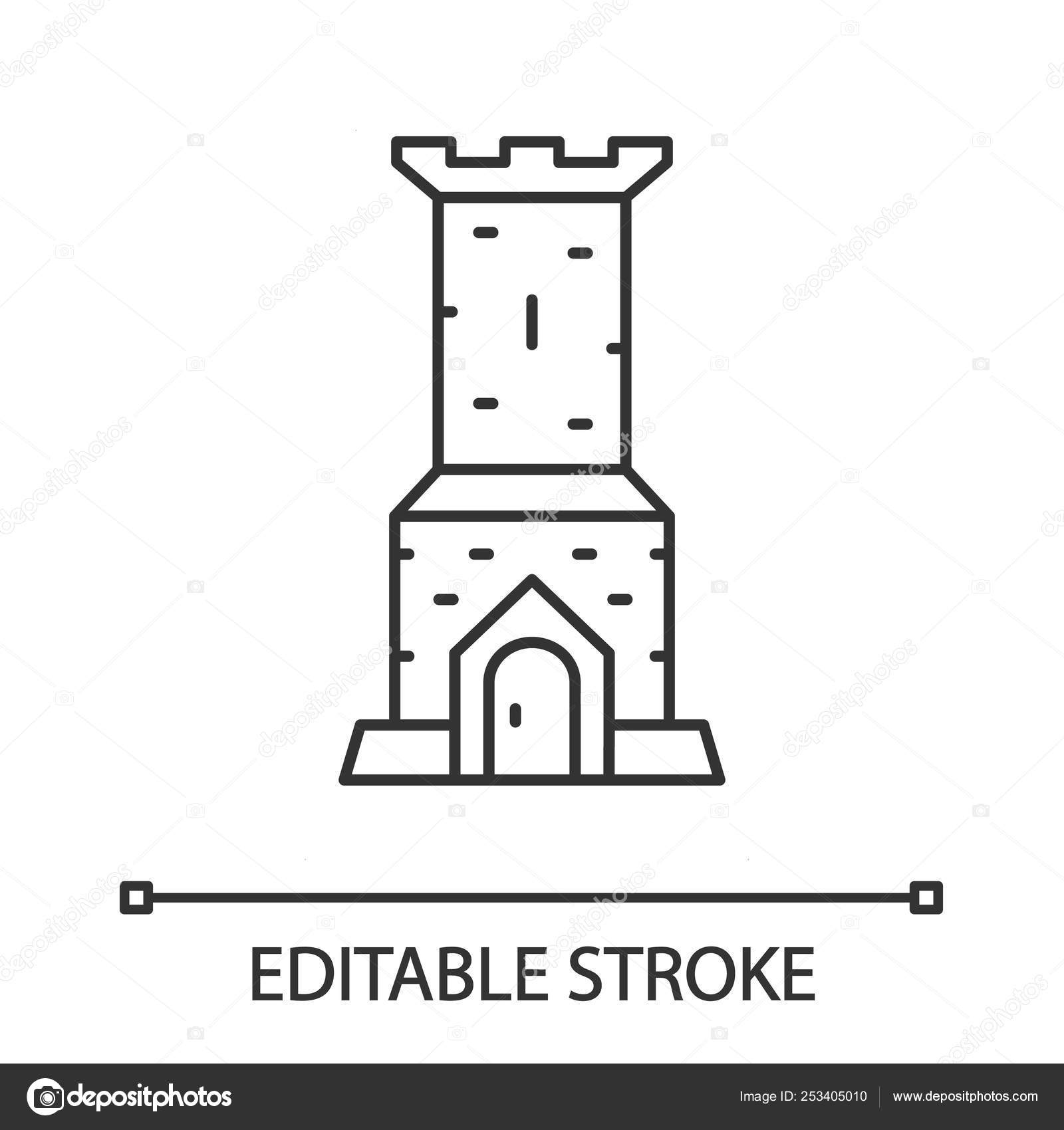 Castle Tower Linear Icon Vector Image By C Bsd Vector Stock
