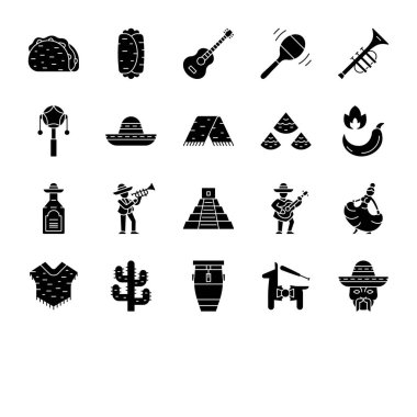Meksika kültür glif Icons set