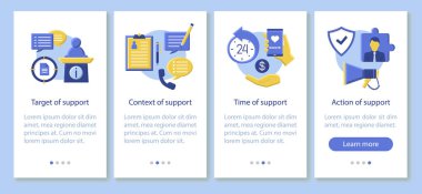 Kurumsal Sosyal sorumluluk onboarding mobil uygulaması sayfası ekranda vektör şablonu