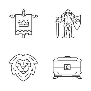 Meddieval doğrusal Icons set