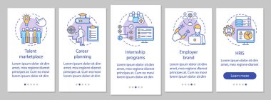 Yetenek yönetimi onboarding mobil app ekran vektör şablonu