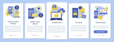 Online Bankacılık mobil uygulaması sayfa filtresi vektör şablonu
