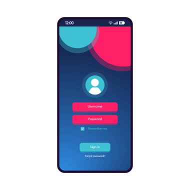 Oturum açma sayfası smartphone arabirimi vektör şablonu