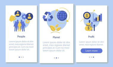 Kaynak yönetimi onboarding mobil uygulaması sayfa filtresi vektör şablonu