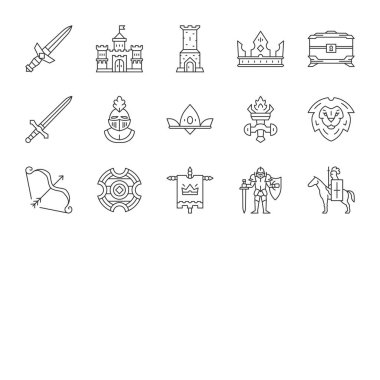 Ortaçağ doğrusal Icons set