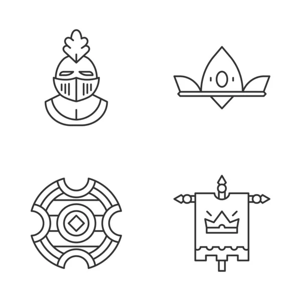 Set di icone lineari medievali — Vettoriale Stock