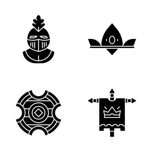 Conjunto de iconos de glifo medieval — Vector de stock