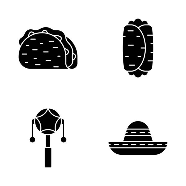 Conjunto de iconos de glifo mexicano — Vector de stock