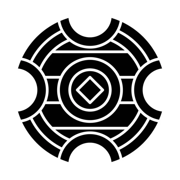 Medieval battle shield glyph icon — Stock Vector