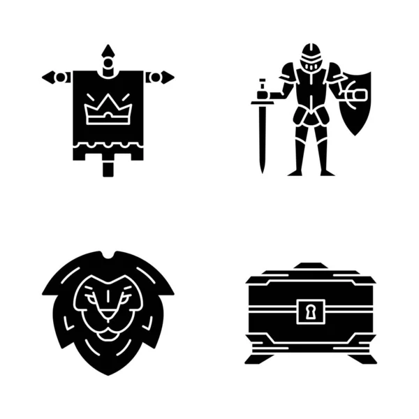 Conjunto de ícones de glifo medieval — Vetor de Stock