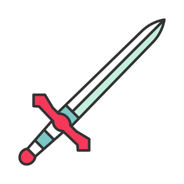 Metall-Dolch Ritter Schwert Farbe Symbol — Stockvektor