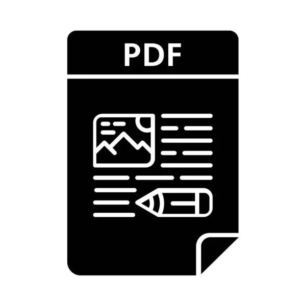 Ícone Glifo Arquivo Pdf Formato Documento Portátil Símbolo Silhueta Espaço —  Vetores de Stock