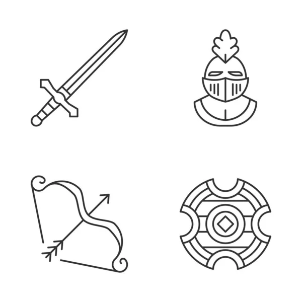 Conjunto de ícones lineares medievais — Vetor de Stock