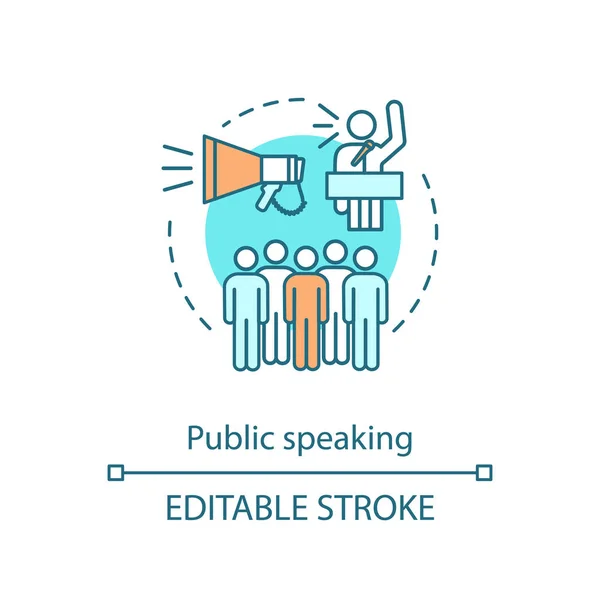 Icône Concept Parlant Public Oratoire Communication Relations Publiques Président Orateur — Image vectorielle