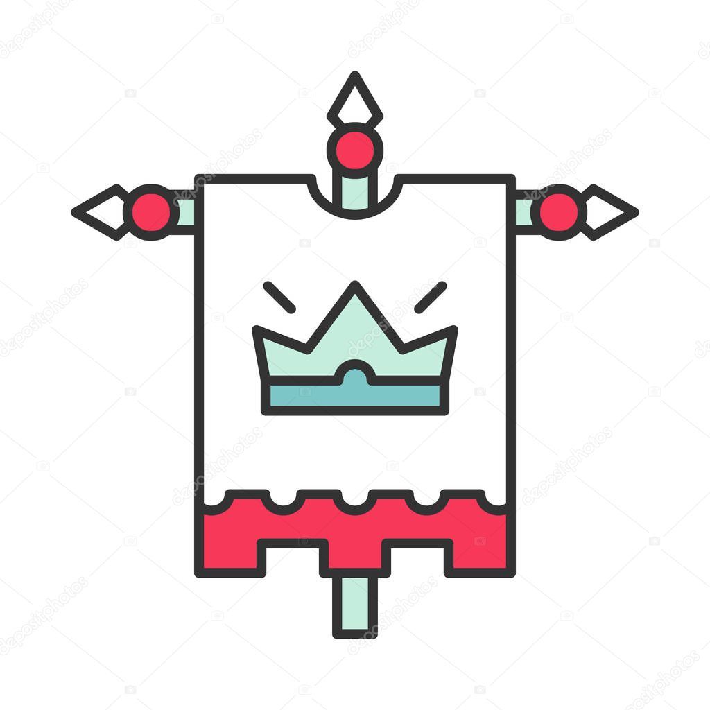 Medieval king flag color icon