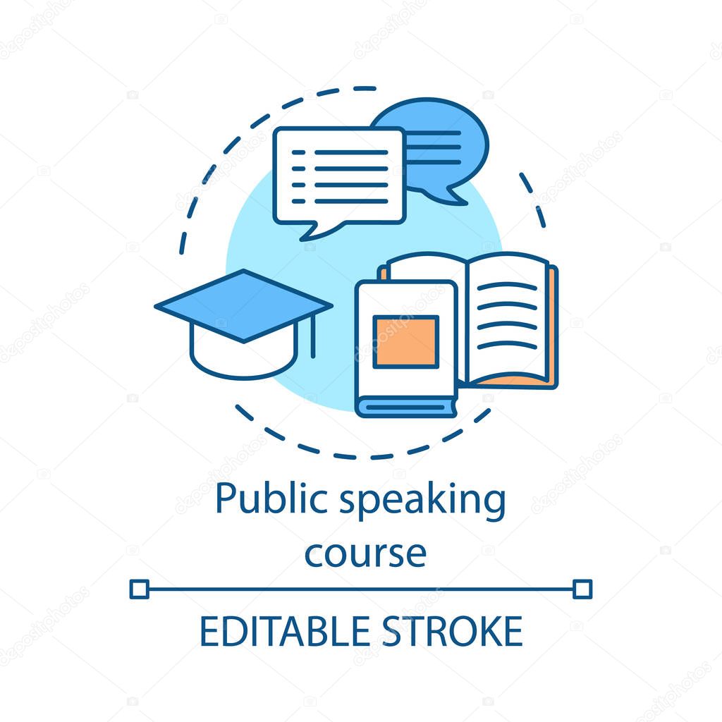 Public speaking course concept icon