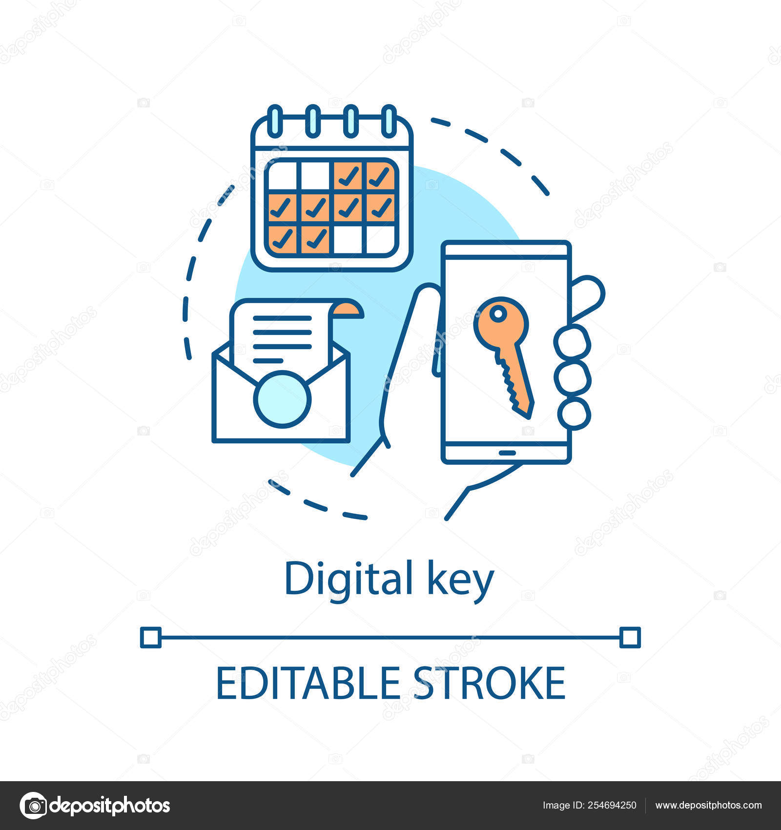 Digital Key Concept Icon Wireless Keyless Padlock Nfc Smart