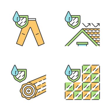 Su yalıtım renk Icons set