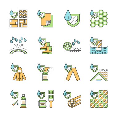 Su yalıtım renk Icons set