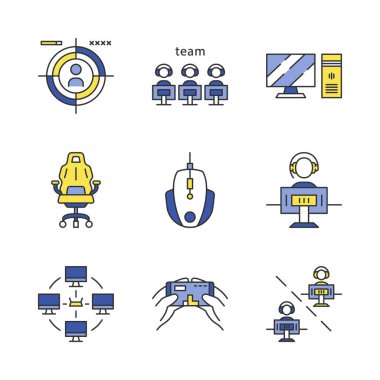ESports renk Icons set.
