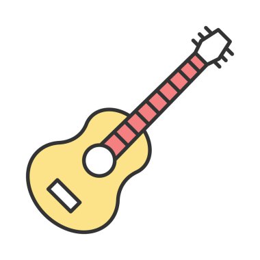 Gitar renk simgesi. Meksika vihuela. Dize akustik müzik aleti. Ukulele. İzole vektör çizim