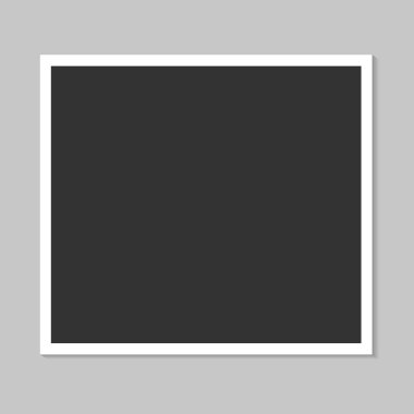 Sosyal medya mesaj, mockup web afiş. Vektör çerçeve şablonu. Kare siyah arka plan metin, fotoğraf için. İzole sosyal ağ alttan yukarıya ittirmek hareket eden app kapak ile boşaltmak