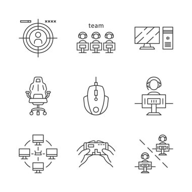 ESports doğrusal Icons set