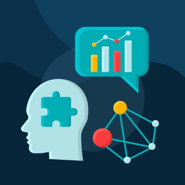 Analytics işlem düz kavramı vektör simgesi