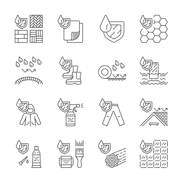 Impermeabilización conjunto de iconos lineales — Vector de stock