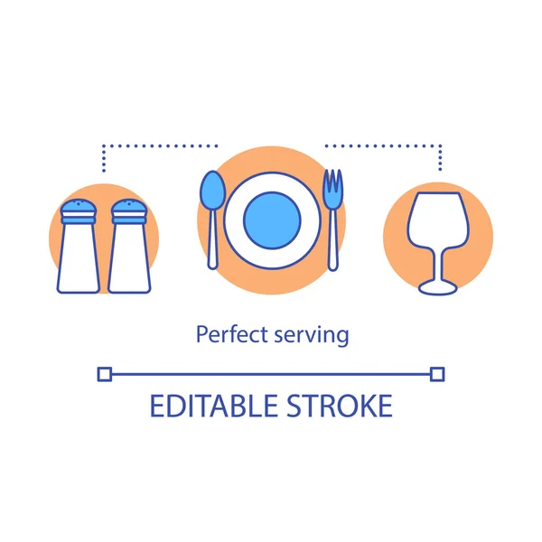 Perfecte Portie Concept Pictogram Horeca Schotel Drank Kruiden Bestek Tafel — Stockvector