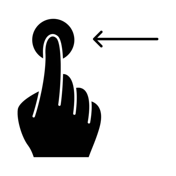 Défilement horizontal icône de glyphe geste gauche — Image vectorielle