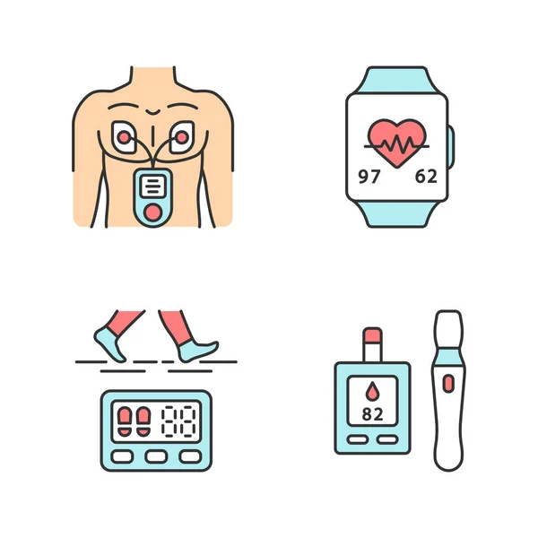 Dispositifs médicaux icônes de couleur ensemble — Image vectorielle