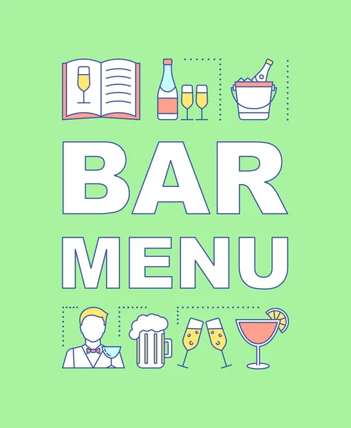 Bar Menü Word Concepts Banner Alkohol Trinken Landkarte Alkoholische Getränke — Stockvektor