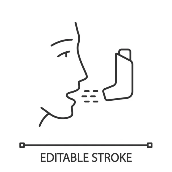 Icono lineal del inhalador de asma — Vector de stock