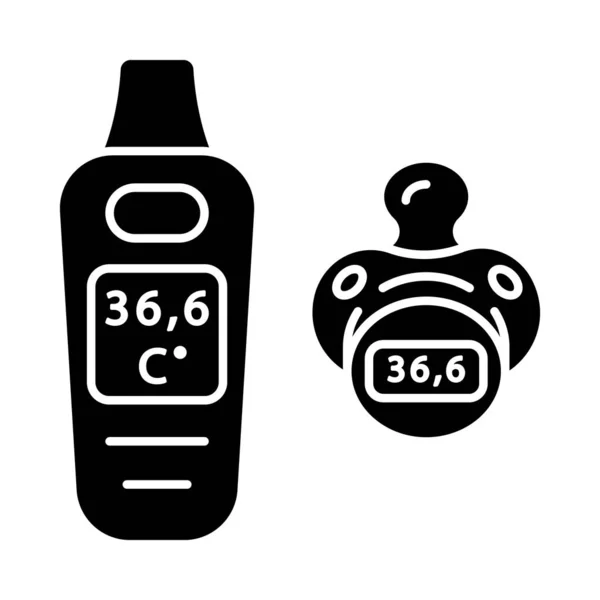 Thermomètre à sucette numérique icône glyphe — Image vectorielle