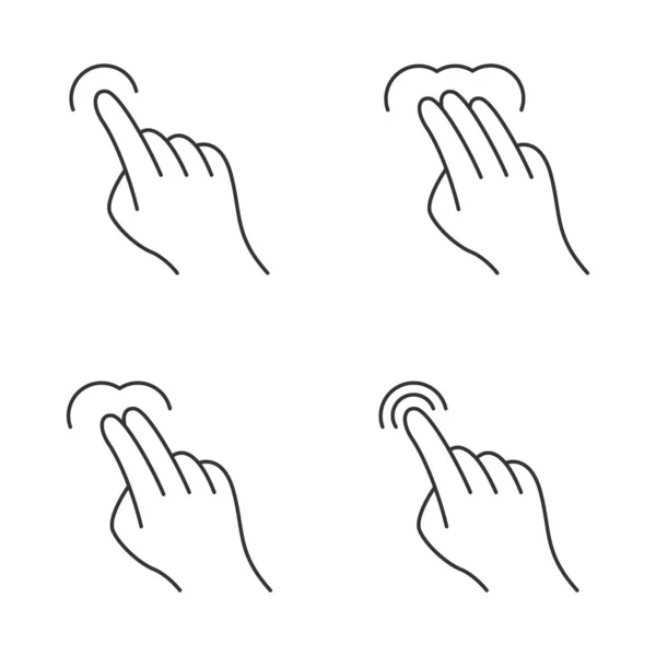 Ekranem dotykowym gesty liniowe ikony zestaw — Wektor stockowy