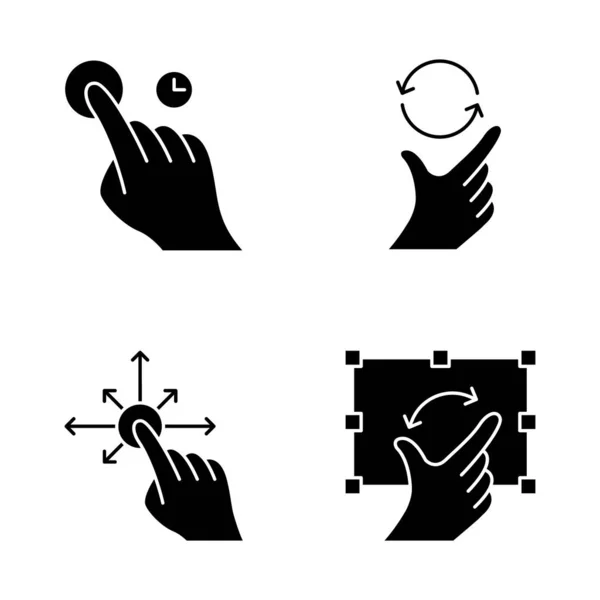 Touchscreen-Gesten Glyphen-Symbole gesetzt — Stockvektor