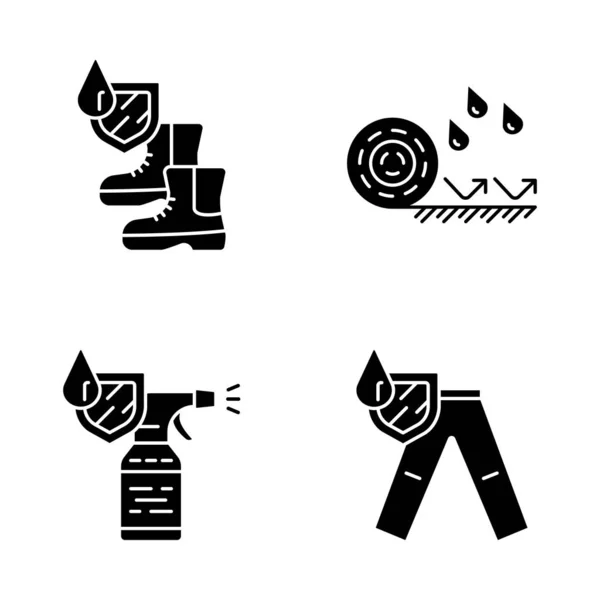 Conjunto de iconos de glifo de impermeabilización — Archivo Imágenes Vectoriales