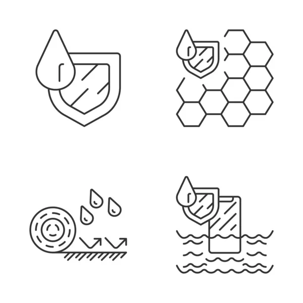 Set di icone lineari impermeabilizzanti — Vettoriale Stock