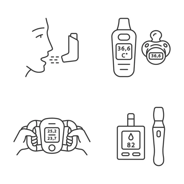 Medical devices linear icons set — Stock Vector