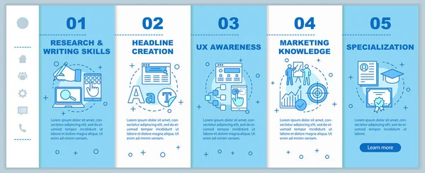 Reklam Yazarlığı Kursları Onboarding Mobil Web Sayfaları Vektör Şablonu Dijital — Stok Vektör